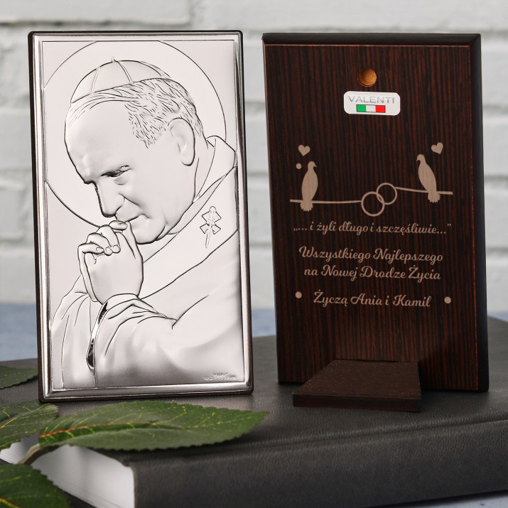 Długo i szczęśliwie - Papież - Srebrny Obrazek z Grawerem